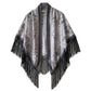 Triangle Shawl Scarf with Floral Jacquard and Fringe Trim