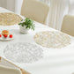 4 Piece Round Lace Placemat Set Metallic PVC Decorative Heat Resistant Table Mats