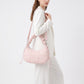 Quilted Crescent Shoulder Bag with Ruched Handle and Detachable Crossbody Strap 10.5x4x6in