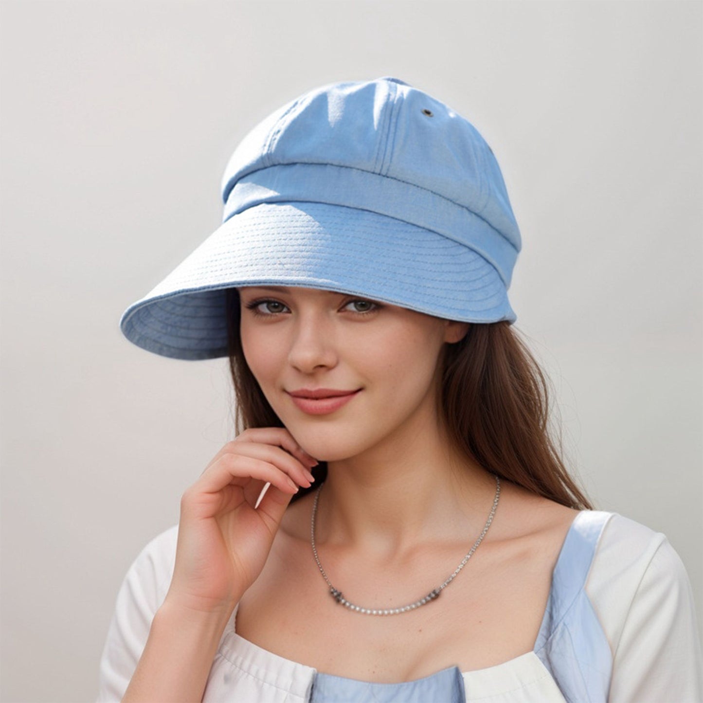 Womens Wide Brim Baseball Cap Bundle with UV Protection Ponytail Hole and Ventilated Eyelets Casual Outdoor Style