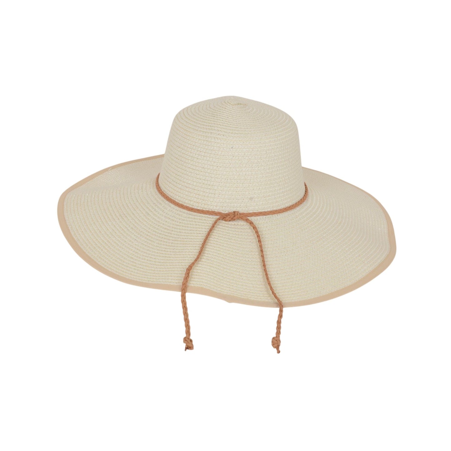 Wide Brim Straw Sun Hat with Braided Cord Detail Lightweight Packable Design for Beach Outdoor Protection