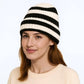 Unisex Striped Knit Beanie Hat Cuffed Warm Winter Cap