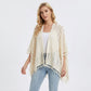 Open Knit Kimono Cover Up with Tassel Trim