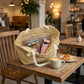 Woven Look Tote Bag with Rope Handles and Zipper Closure