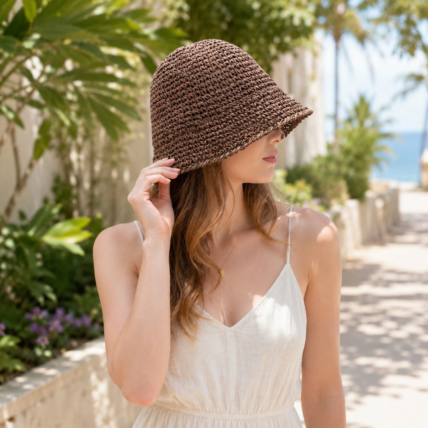 Summer Bucket Hat - Lightweight Straw Sun Hat for Vacation and Beach