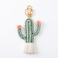 Cactus Macrame Keychain with Tassel Bag Charm