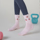 Non Slip Grip Crew Socks 3 Pair Pack Ruffle Cuff Novelty Pattern