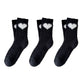 3-Pair Fuzzy Valentine Heart Knit Crew Socks Set with Soft Plush Texture, Stretchy Cozy Fabric, and Cute Heart Accent for Gifting