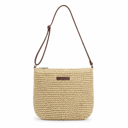 Textured Woven Crossbody Bag with Zip Closure Adjustable Strap and Inner Zip Pocket