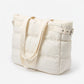 Oversized Puffer Tote Bag with Long Shoulder Straps and Side Buckle Details 13.5x14x4.5in