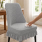 Textured Stretch Dining Chair Cover with Ruffled Skirt