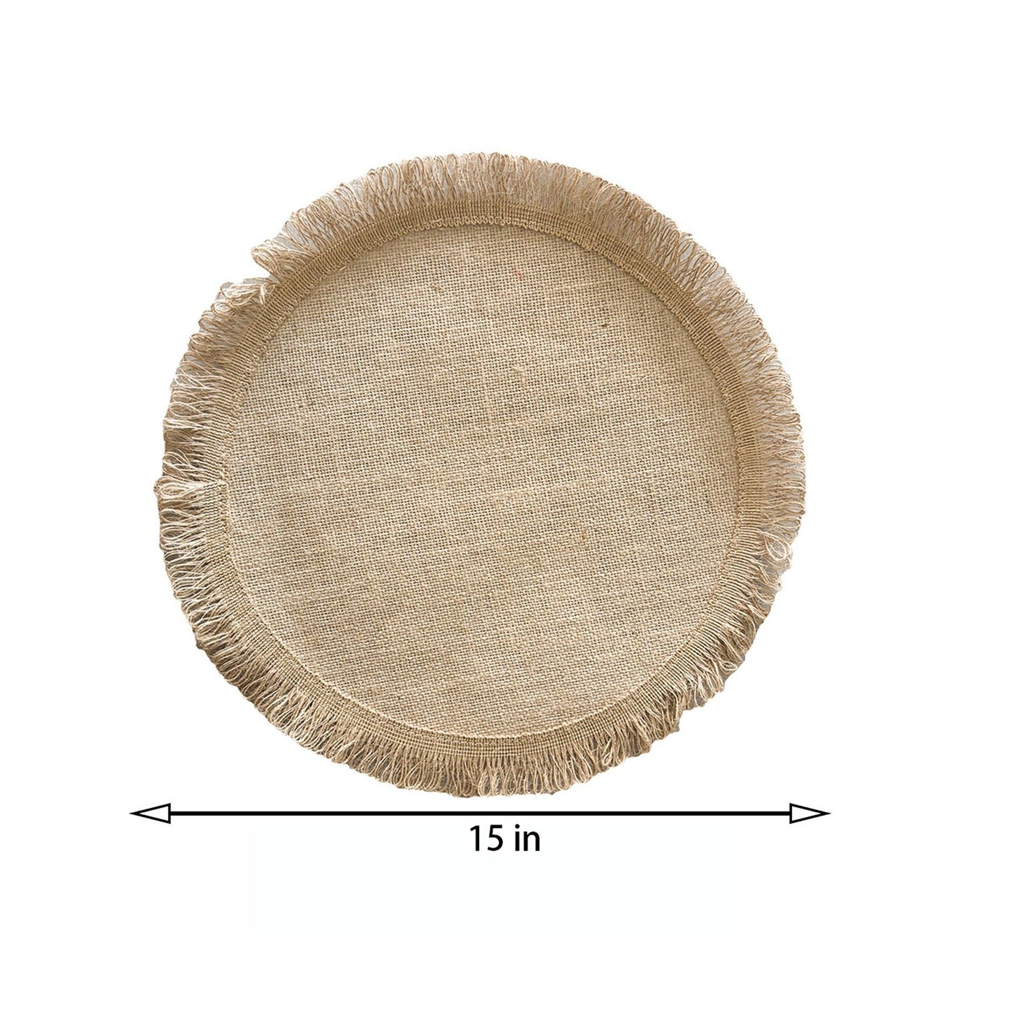 4 Pack Round Woven Fringe Placemats Farmhouse Heat Resistant Table Mats for Dining Table Decor