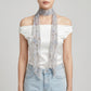 Lightweight Sheer Skinny Scarf with Marble Print and Finished Edge Detail