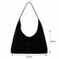 Slouchy Faux Suede Hobo Shoulder Bag with Zip Closure and Wide Strap
