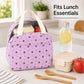 Floral Corduroy Insulated Lunch Tote Bag with Front Pocket and Zip Closure
