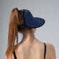 Roll Up Wide Brim Visor Sun Hat with Ponytail Hole and UV Protection Lightweight Packable Foldable Summer Cap