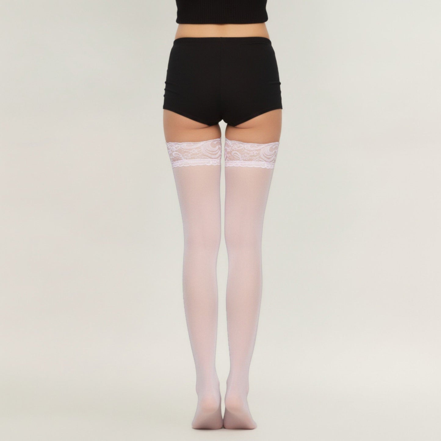 2pcs Women's Sheer Thigh High Stockings with Decorative Lace Top Detail and Soft Stretch Fit for Elegant Feminine Legwear Styling