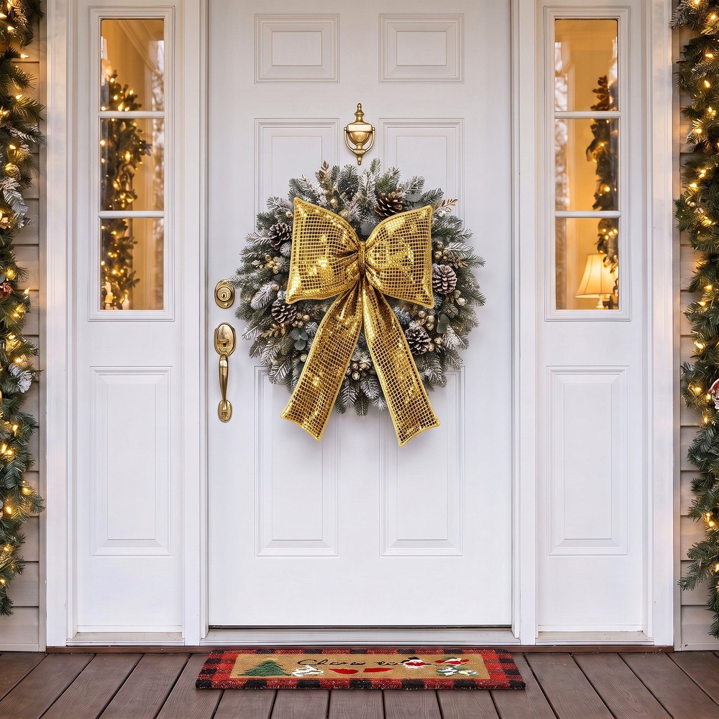5pc Shimmering Christmas Bow Hanging Ornaments