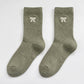 3-Pair Bow Embroidered Crew Socks Set, Ribbed Knit Casual Hosiery