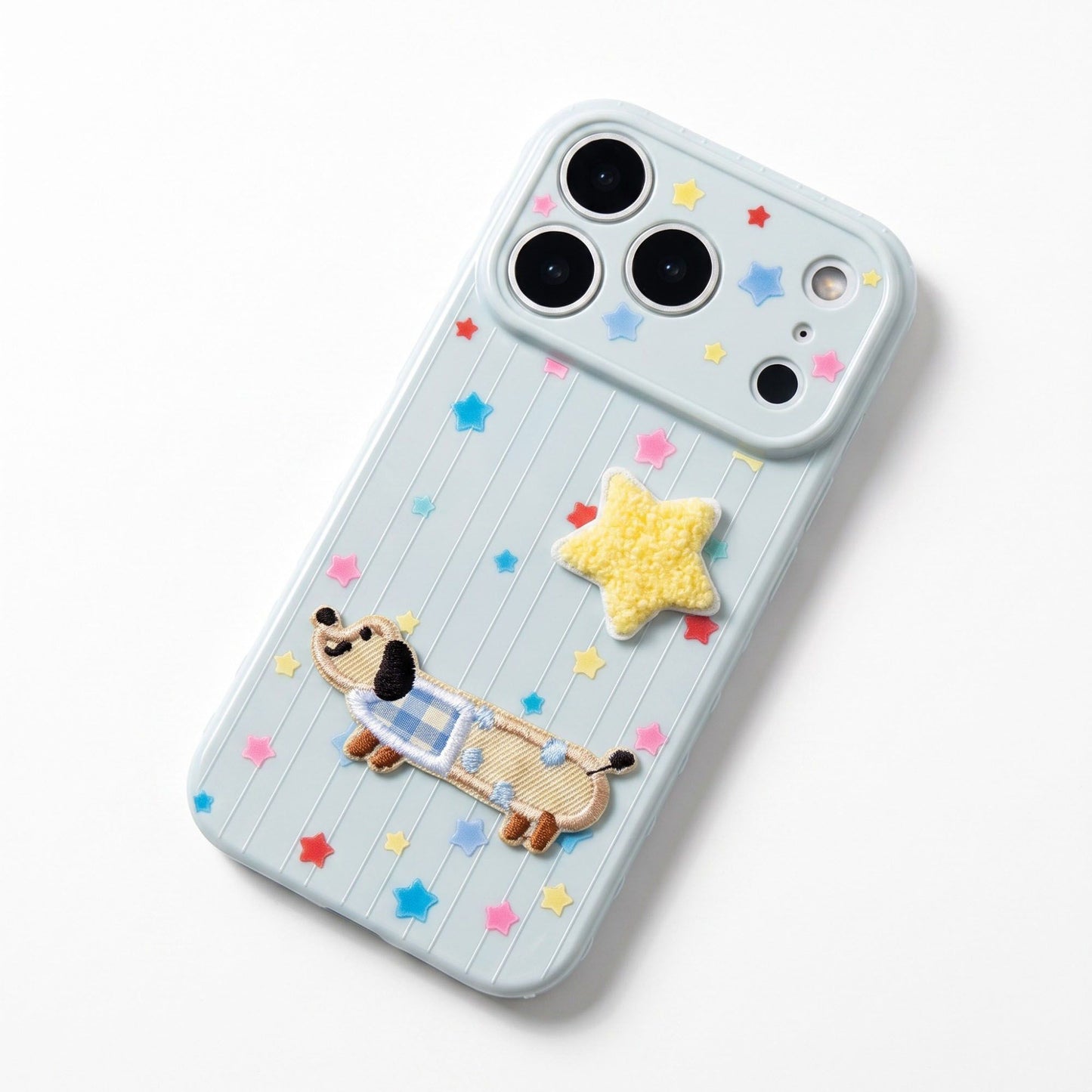 Dog Patch Star Phone Case Textured Back Raised Camera Edge Decorative Cover