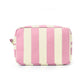 Striped Corduroy Cosmetic Pouch Makeup Bag with Zip Closure