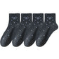 Soft Cotton Ankle Socks with Bow Embroidery Polka Dot Design 4 Pairs