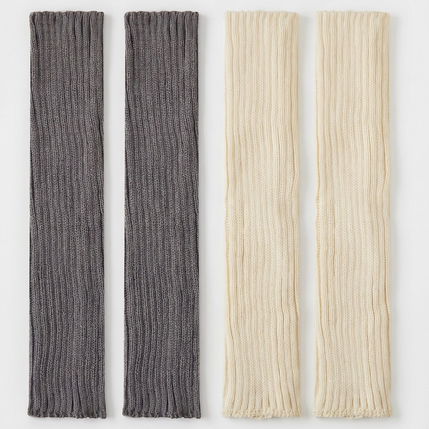 2-Pair Long Ribbed Knit Leg Warmers Set, Slouchy Knee-High Boot Sleeves
