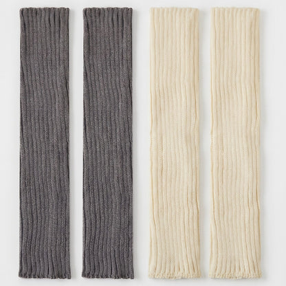 2-Pair Long Ribbed Knit Leg Warmers Set, Slouchy Knee-High Boot Sleeves
