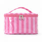 Striped Makeup Bag Travel Cosmetic Organizer Case