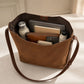Faux Suede Shoulder Tote Bag with Removable Zip Pouch Adjustable Strap and Magnetic Closure