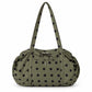 Polka Dot Nylon Barrel Shoulder Bag with Double Handles Zip Closure and Interior Pockets