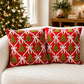 2 Pack Christmas Tree Bow Embroidered Velvet Pillow Covers