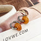 Women's Huggie Hoop Earrings with Gemstone Drop - Edgy Minimalist Statement Earrings