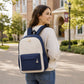 Colorblock School Backpack with Front Pocket and Adjustable Straps