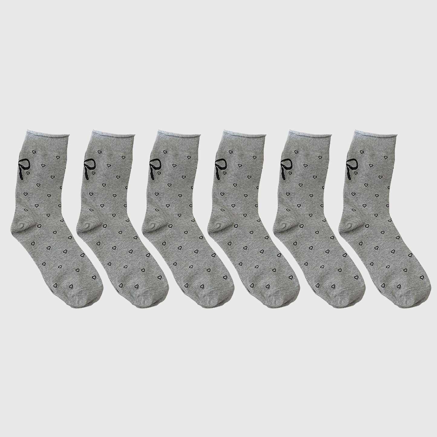 Cotton Bow - Heart Pattern Ankle Socks 6pk
