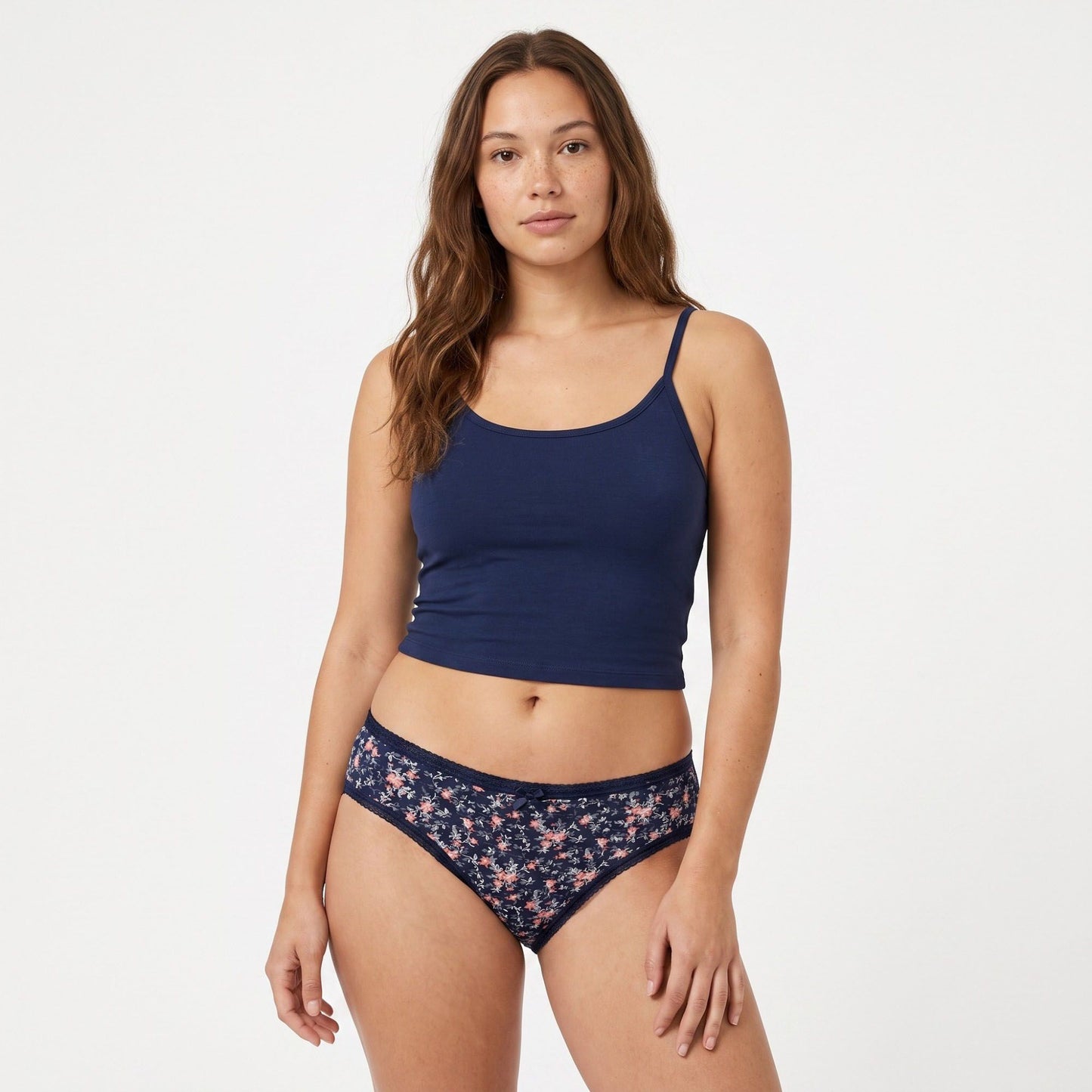 2 Pack Floral Print Bikini Underwear with Lace Trim