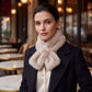 Plush Faux Fur Scarf Soft Slip Through Neck Warmer with Pearl Look Bead Trim 31.5*4.7 Inches