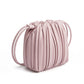 Pleated Crossbody Bucket Bag with Long Shoulder Strap and Gathered Top 7.5x8.5x3.5in