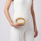 Marbled Acrylic Clutch Bag with Sculptural Gold Tone Handle Statement Evening Handbag 7.5x4x2.7 in