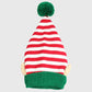 Christmas Elf Striped Knit Hat Striped Beanie with Pom-Pom & Elf Ears for Holiday Parties & Festive Decor