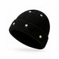 Star Stud Ribbed Knit Beanie Cuffed Winter Hat