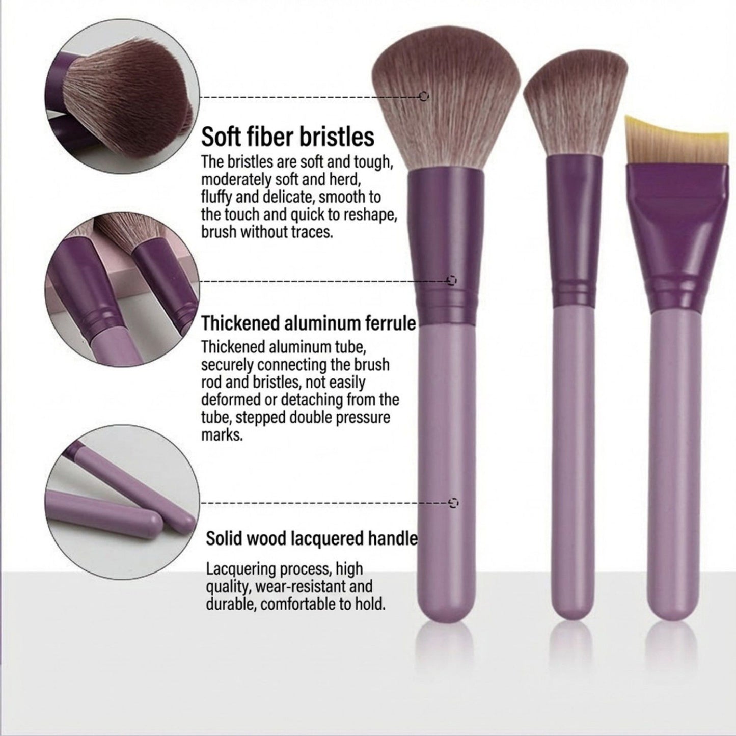 12 Piece Makeup Brush Set with Soft Synthetic Bristles for Face Eye Blending Contour Powder Foundation