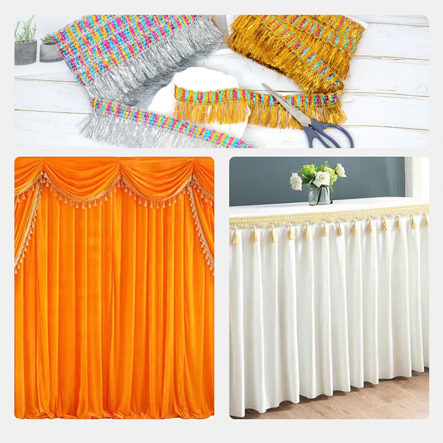 Fringe Tassel Lace Trim, 11 Yards 2.2 inch Wide, Sewing Trim for DIY Craft Garment Curtain Lamp Shade Tablecloth Stage Decoration
