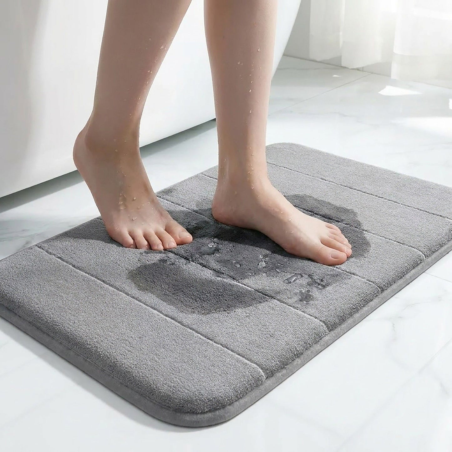 Soft Memory Foam Bath Mat with Absorbent Quilted Design and Non Slip Backing