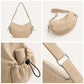 Crescent Crossbody Shoulder Bag with Side Pockets and Adjustable Strap