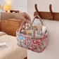 Floral Print Quilted Organizer Tote Bag with Multiple Pockets and Carry Handles