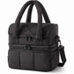 Quilted Multi-Compartment Lunch Tote Bag with Padded Top Handles and Detachable Shoulder Strap 10x10x7.1in