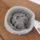 Knit Beanie with Large Faux Fur Pom-Pom - Winter Hat with Embroidered Accents