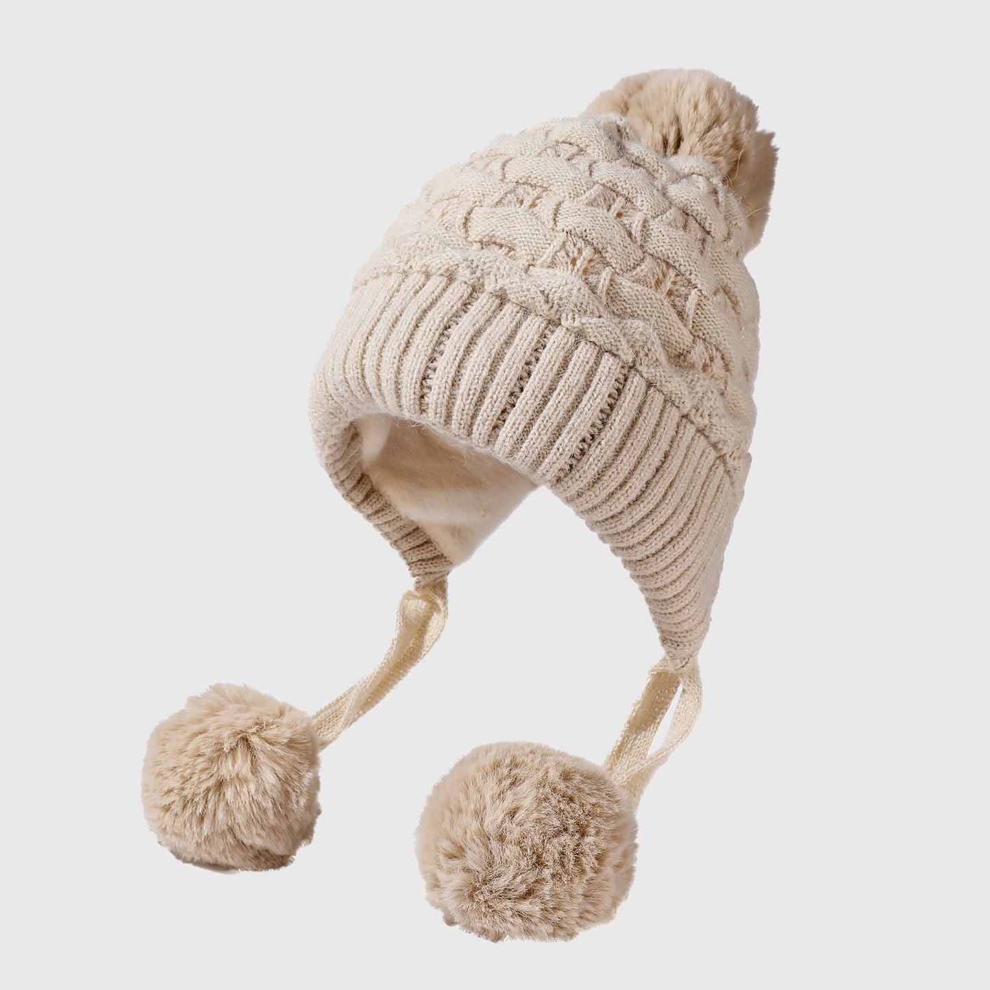 Knit Trapper Hat with Pom - Poms