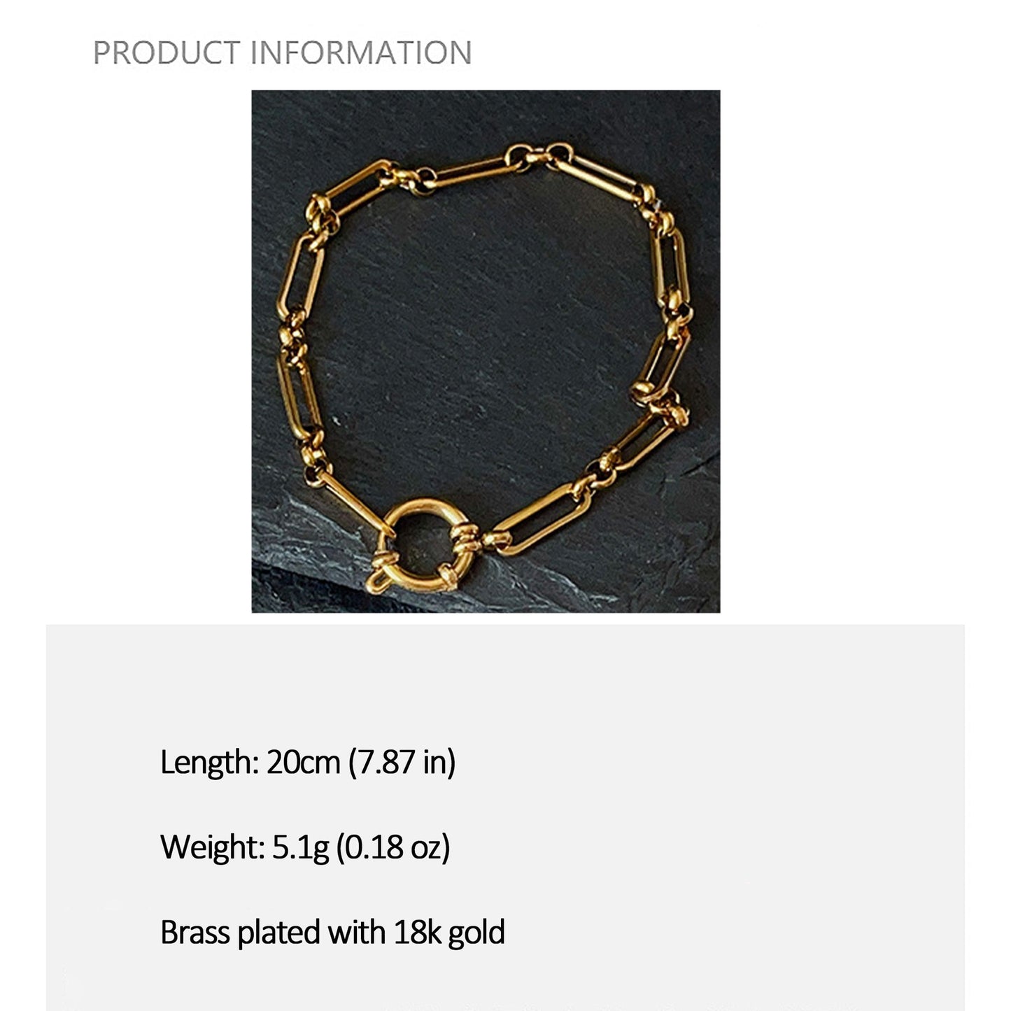 Women's Paperclip Chain Bracelet - Open Ring Clasp Bracelet for Minimalist Modern Styling